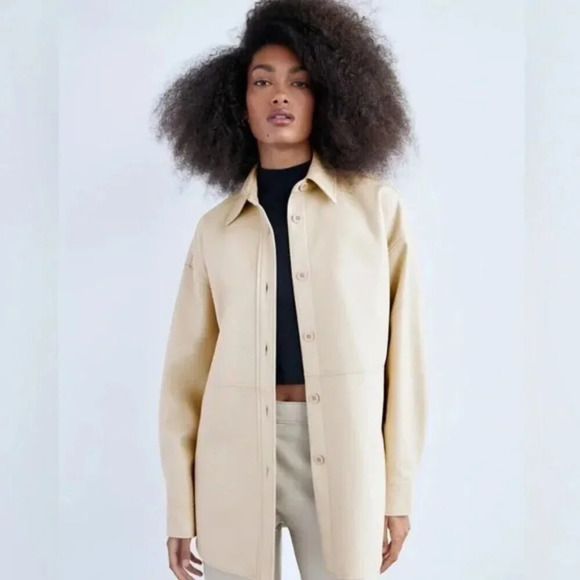 Aritzia Babaton Pelli Faux Leather Vegan Shirt  Jacket Size Small - Picture 4 of 9